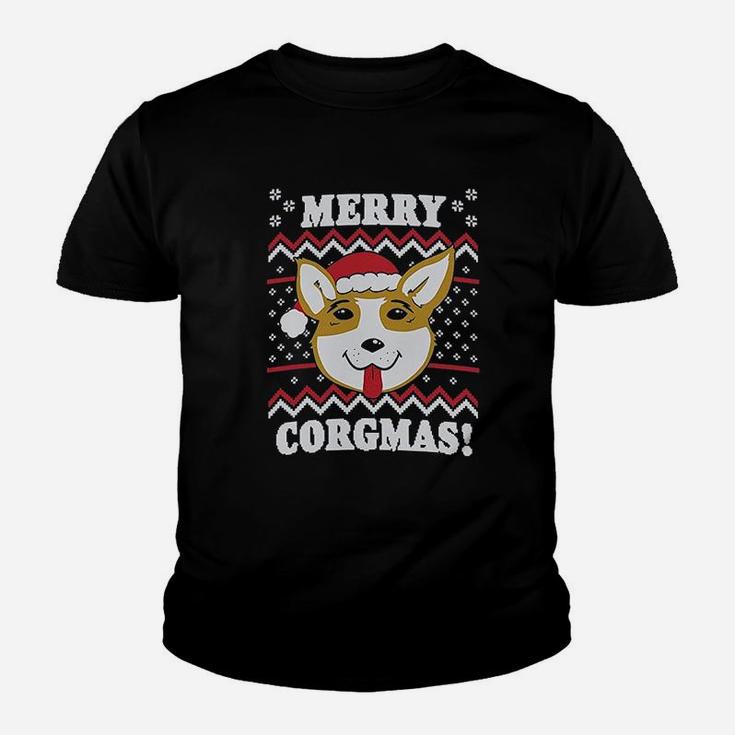Merry Corgmas Ugly Christmas Dog Dad Lover Hilarious Funny Kid T-Shirt