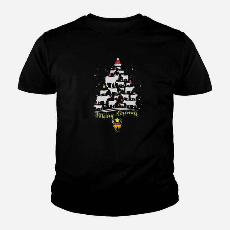Merry Cowmas Funny Cow Lover Christmas Tree Xmas Gift Kid T-Shirt
