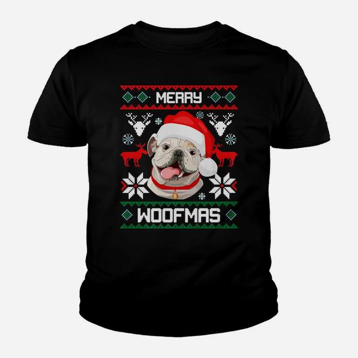 Merry Woofmas English Bulldog Christmas Dog Gift Kid T-Shirt