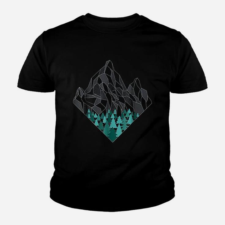 Minimal Mountains Geometry Outdoor Hiking Nature Kid T-Shirt