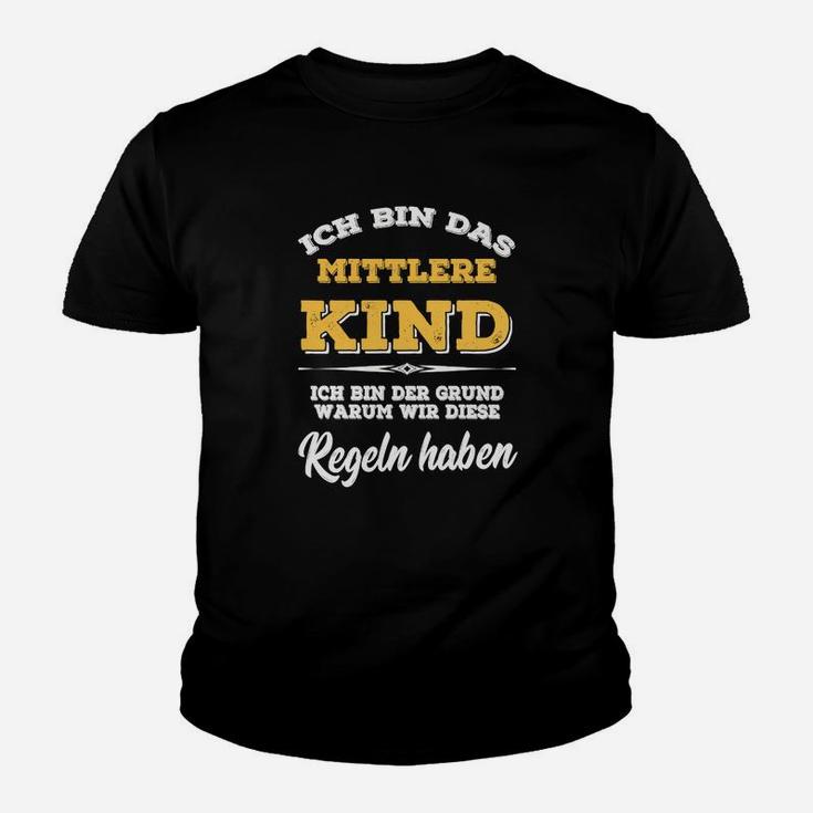 Mittleres Kind Lustiges Spruch Kinder Tshirt – Familien Humor in Schwarz