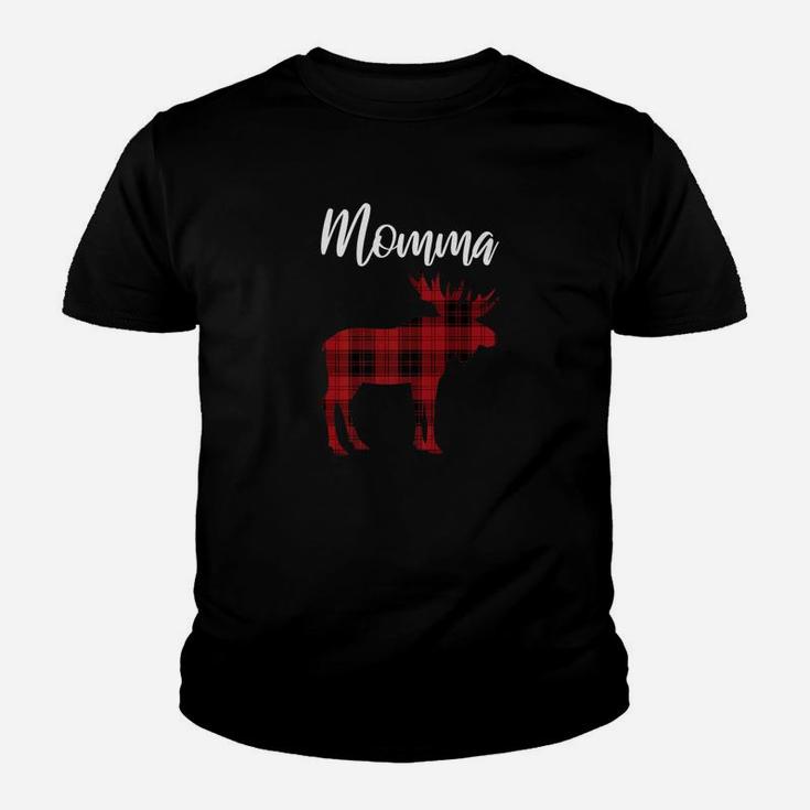 Momma Plaid Moose Matching Family Christmas Pajamas Kid T-Shirt