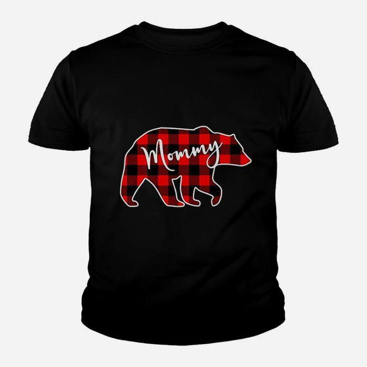 Mommy Bear Red Plaid Matching Family Christmas Kid T-Shirt