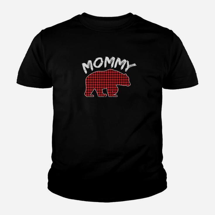 Mommy Bear Red Plaid Mom Matching Family Christmas Kid T-Shirt