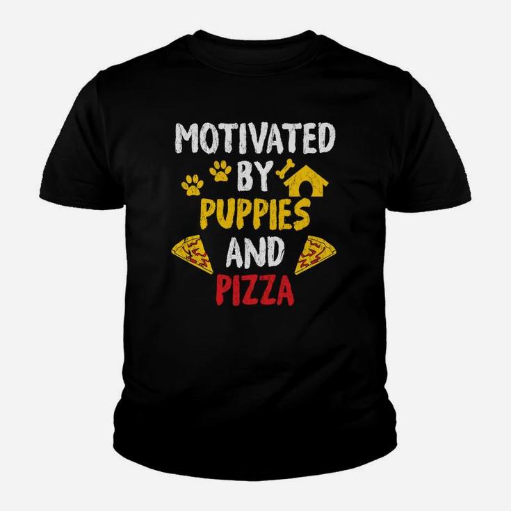 Motivated By Puppies And Pizza Funny Dog Pizza T Kid T-Shirt