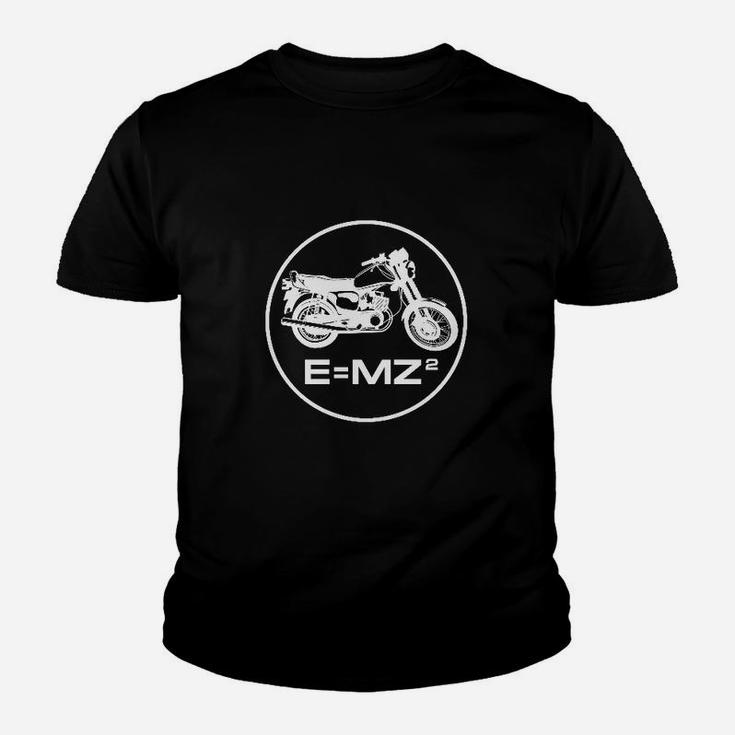 Motorrad Enthusiast Kinder Tshirt E=MZ² Aufdruck, Schwarz für Biker