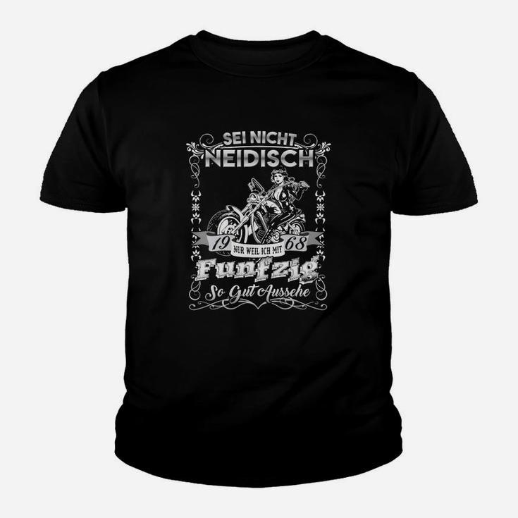 Motorrad-Motiv Herren Kinder Tshirt Sei nicht neidisch, Schwarzes Biker Tee