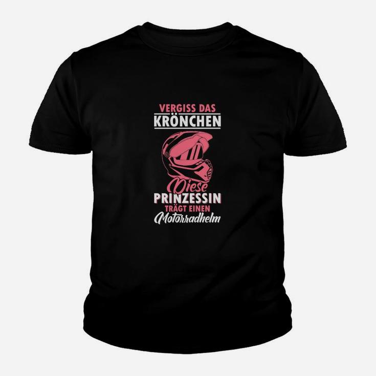 Motorradhelm Damen Kinder Tshirt: Prinzessin mit Helm Spruch Tee