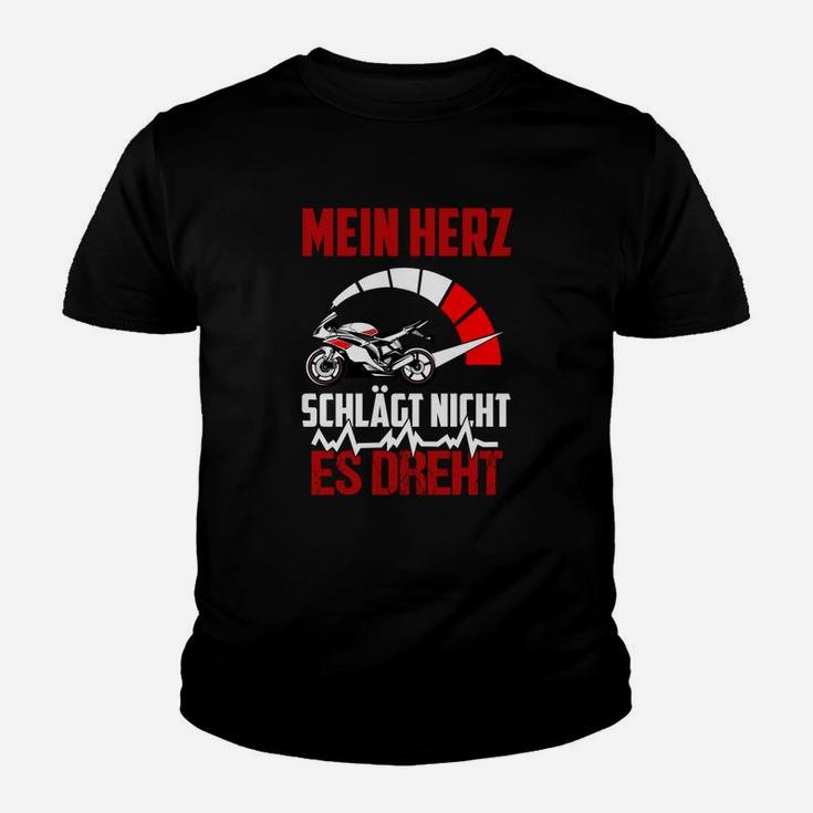 Motorsport Kinder Tshirt Schwarz mit Helm Design Mein Herz schlägt nicht, es dreht