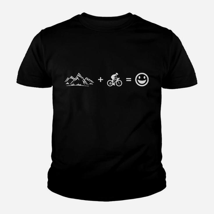 Mountainbike Glücksgleichung Schwarzes Kinder Tshirt, Radfahrer-Outfit