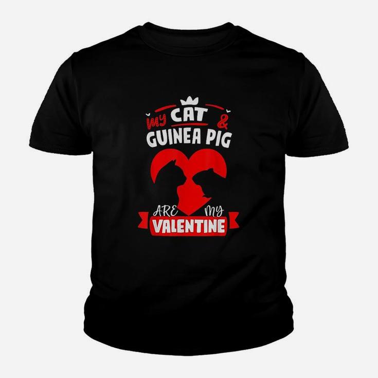 My Cat And Guinea Pig Are My Valentine Happy Valentines Day Kid T-Shirt