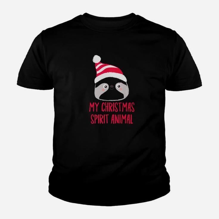 My Christmas Spirit Animal Sloth Hat Holiday Gift Kid T-Shirt