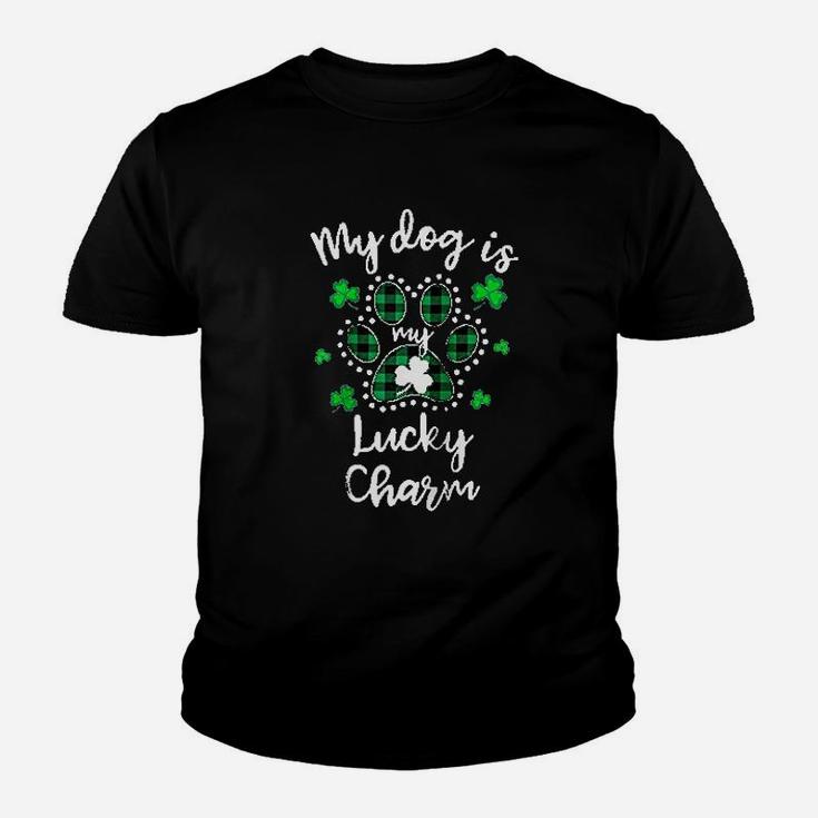 My Dog Is My Lucky Charm Shamrock St Patricks Day Kid T-Shirt