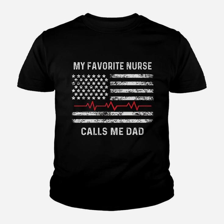 My Favorite Nurse Calls Me Dad American Flag Nurse Kid T-Shirt