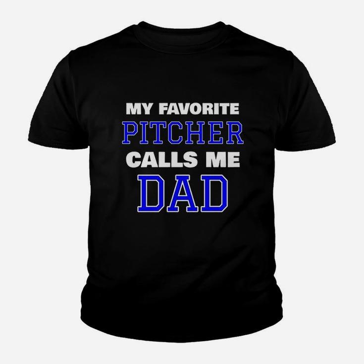 My Favorite Pitcher Calls Me Dad Baseball Softball Kid T-Shirt