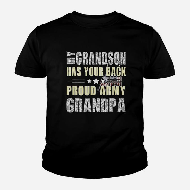 My Grandson Has Your Back Proud Army Grandpa Military Gift Kid T-Shirt