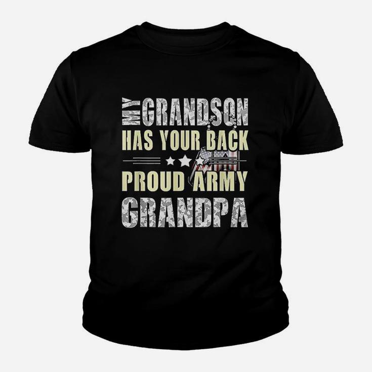 My Grandson Has Your Back Proud Army Grandpa Military Kid T-Shirt