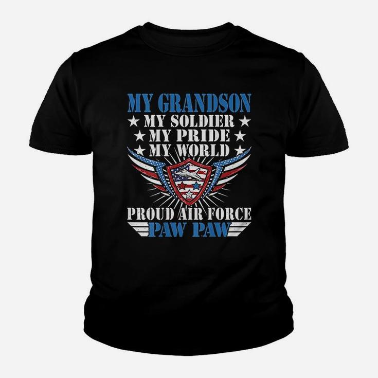My Grandson Is A Soldier Airman Proud Air Force Paw Paw Gift Kid T-Shirt