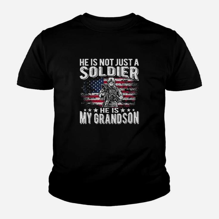 My Grandson Is A Soldier Patriotic Proud Army Grandparent Kid T-Shirt