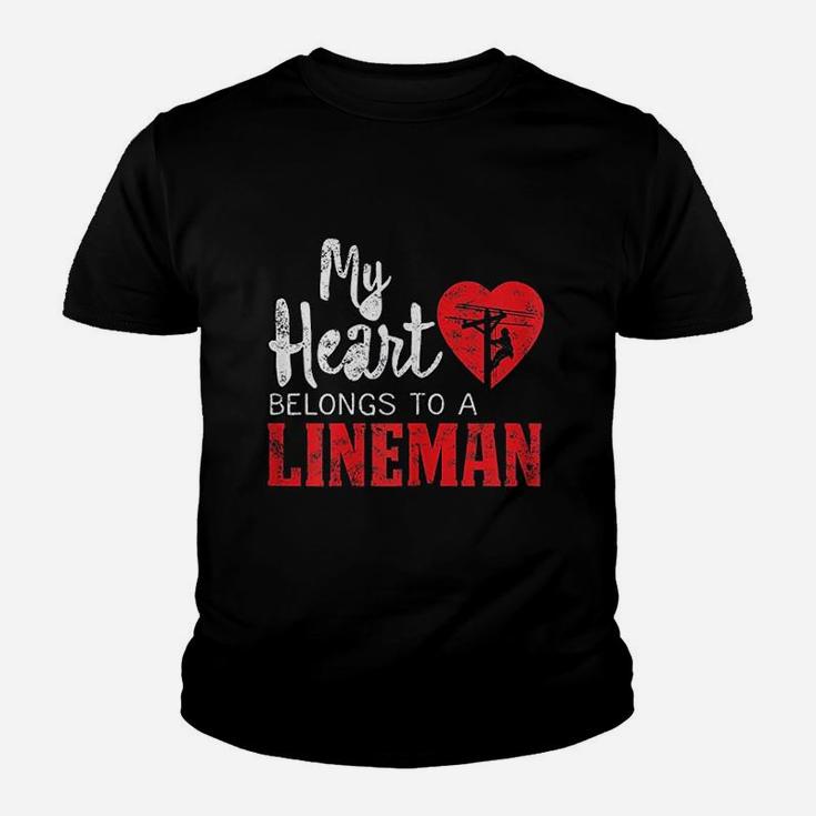 My Heart Belongs To A Electric Lineman Gift  Kid T-Shirt