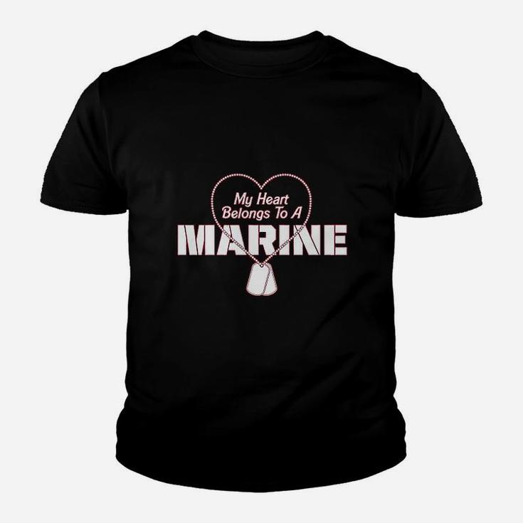 My Heart Belongs To A Marine Kid T-Shirt