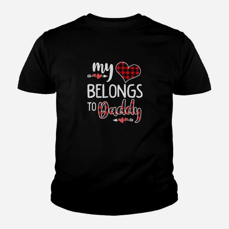 My Heart Belongs To Daddy Heart Valentines Day Gift Boy Girl Kid T-Shirt