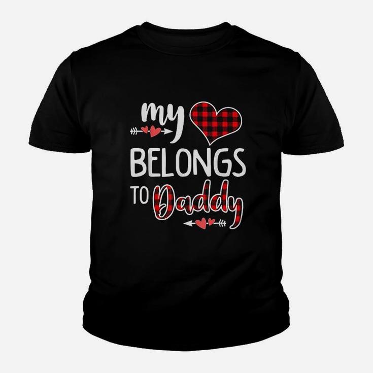 My Heart Belongs To Daddy Heart Valentines Day Gift Kid T-Shirt