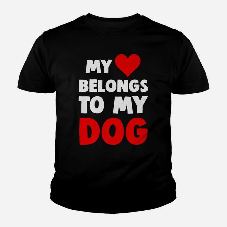 My Heart Belongs To My Dog Pet Lover Kid T-Shirt
