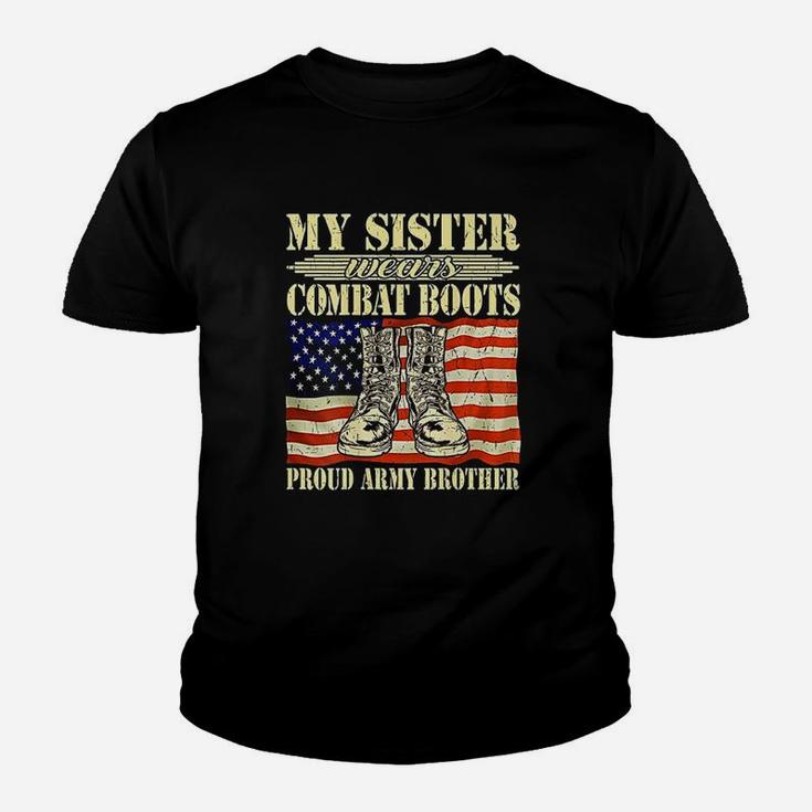 My Sister Wears Combat Boots Military Proud Army Brother Kid T-Shirt