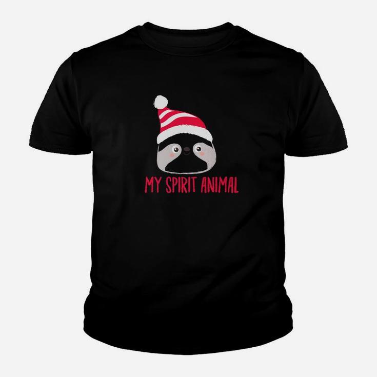 My Spirit Animal Sloth Christmas Hat Holiday Gift Kid T-Shirt