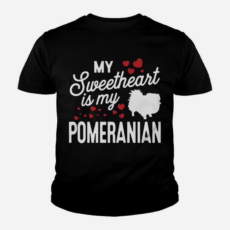 My Sweetheart Is My Pomeranian Valentine Dog Kid T-Shirt