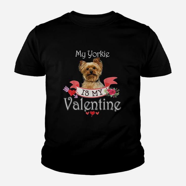 My Yorkie Dog Is My Valentine Lover Happy Cute Heart Anti Kid T-Shirt