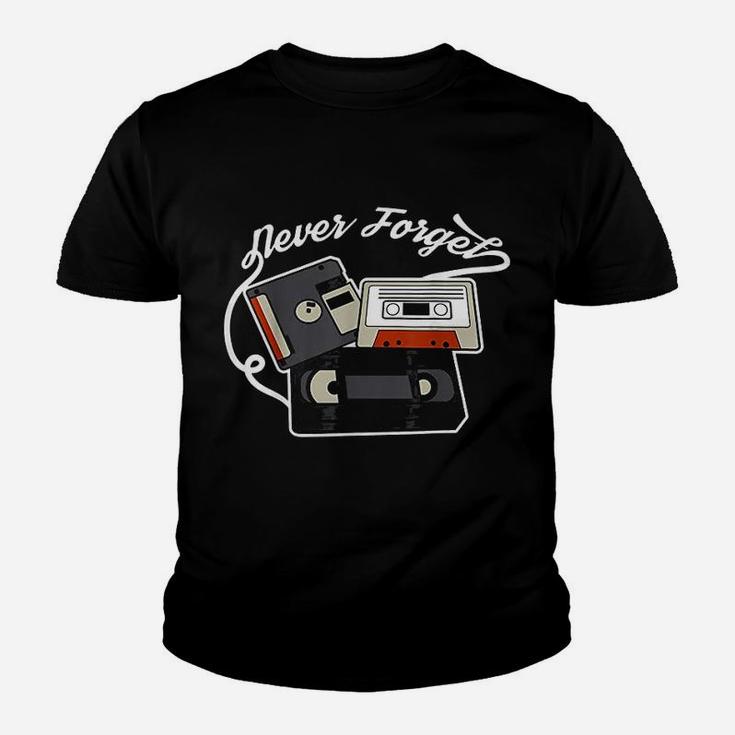 Never Forget Vhs Floppy Disc And Cassette Tapes Kid T-Shirt