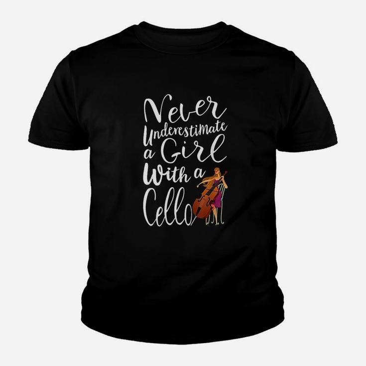 Never Underestimate A Girl With A Cello Cool Gift For Girls Kid T-Shirt