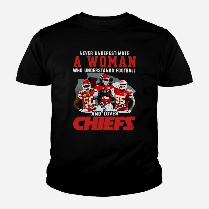 Never Underestimate A Woman Who Understands Football And Loves Chiefs Youth T-shirt