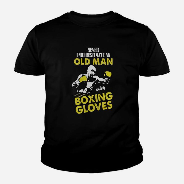 Never Underestimate An Old Man With Boxing Gloves Tshirt Kid T-Shirt