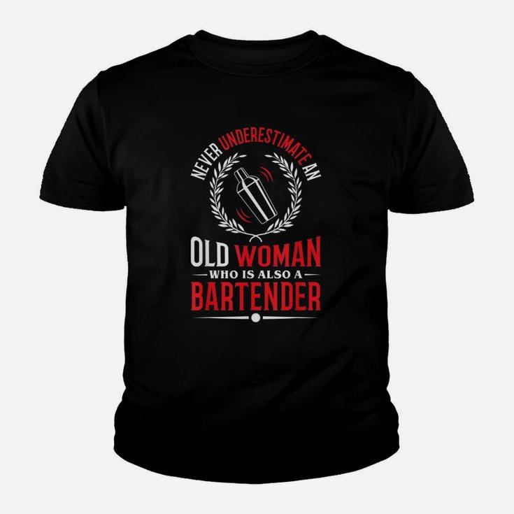 Never Underestimate An Old Woman Bartender Kid T-Shirt