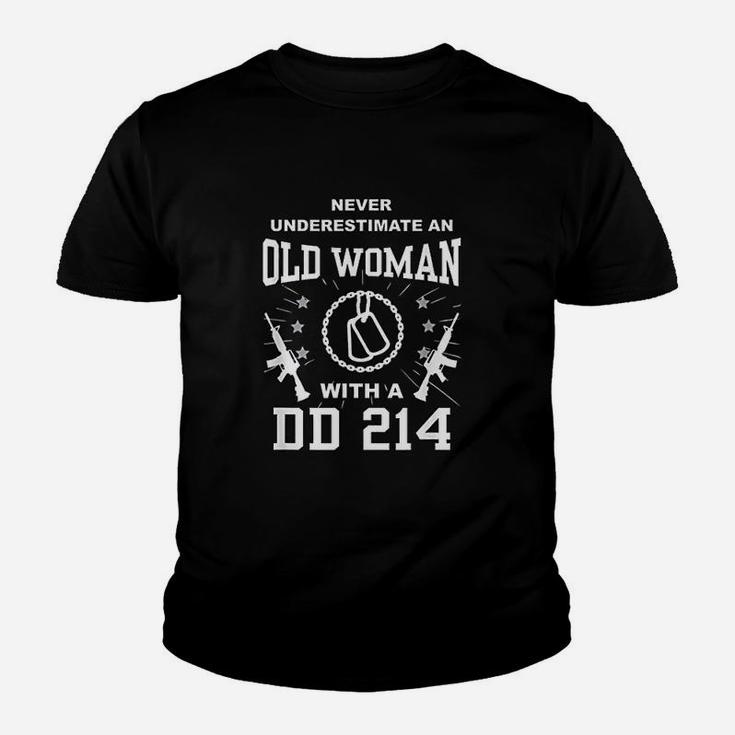 Never Underestimate An Old Woman With A Dd214 Kid T-Shirt