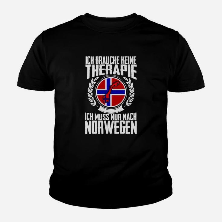 Norwegen Therapie Kinder Tshirt, Lustiges Schwarzes Tee mit Spruch