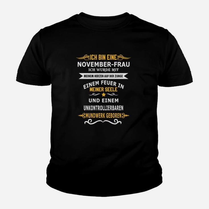 November-Geburtstag Damen Kinder Tshirt, Goldfolie Design & Spruch