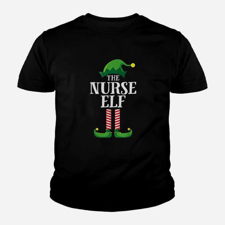 Nurse Elf Matching Family Group Christmas Party Pajama Kid T-Shirt