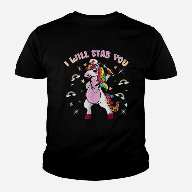 Nursicorn Nurse Unicorn I Will Stab You Kid T-Shirt