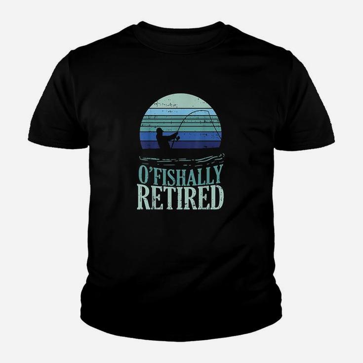 Ofishally Retired Fishing Retro Retirement Kid T-Shirt