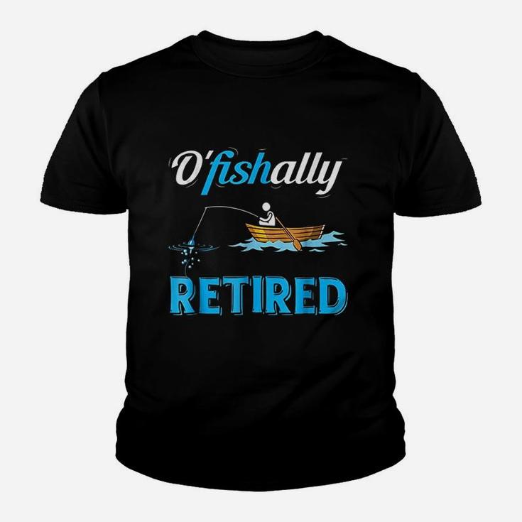 Ofishally Retired Funny Fisherman Retirement Gift Kid T-Shirt