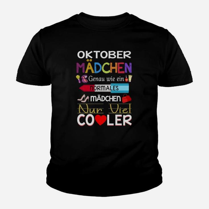 Oktober Mädchen Kinder Tshirt, Coole Geburtstags-Design Schwarzes Tee