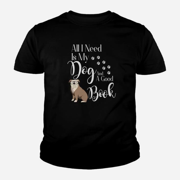 Old English Bulldog Shirt Reading Book Lover Kid T-Shirt