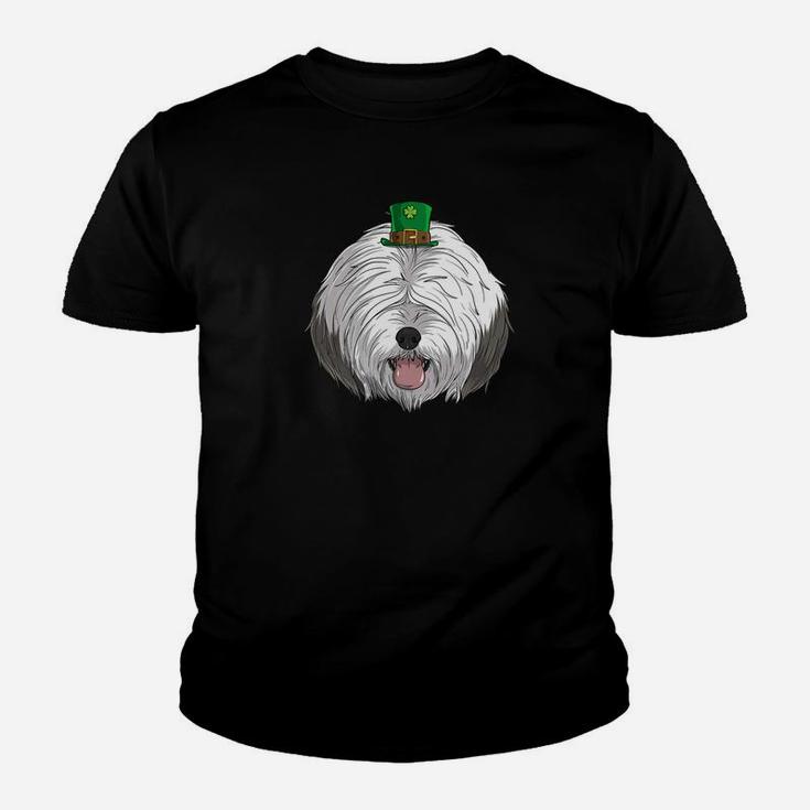 Old English Sheepdog Dog St Patricks Day Leprechaun Kid T-Shirt
