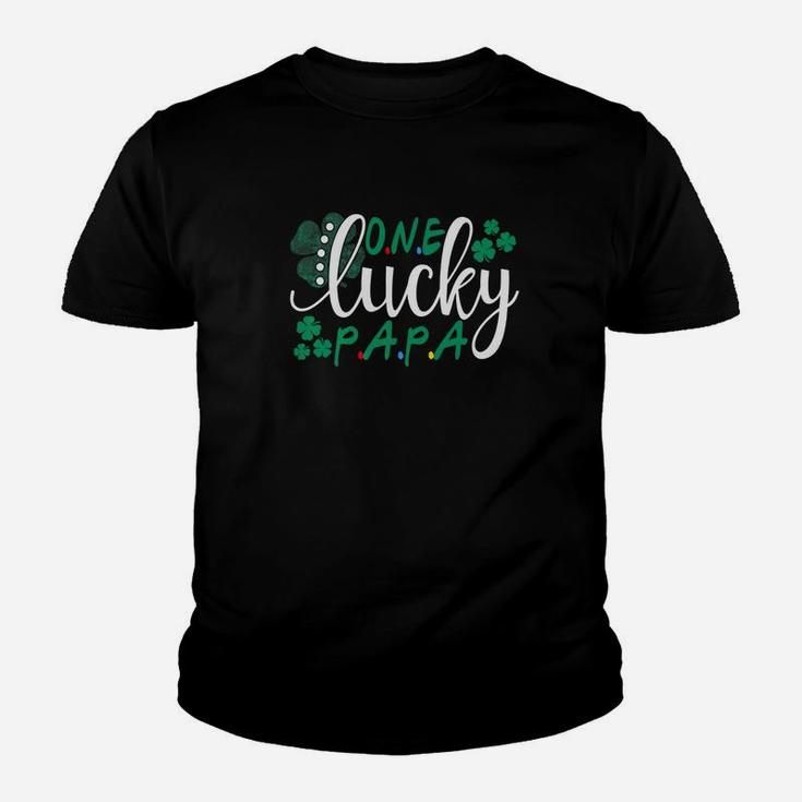 One Lucky Papa Shamrocks Happy St Patrick Day Irish Kid T-Shirt