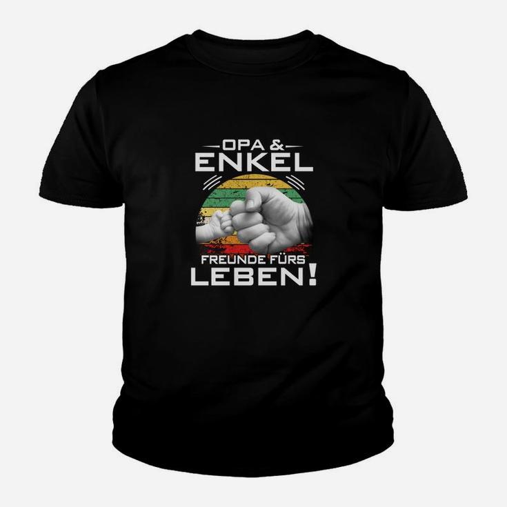 Opa & Enkel Freunde fürs Leben Schwarzes Kinder Tshirt, Familienbande Design