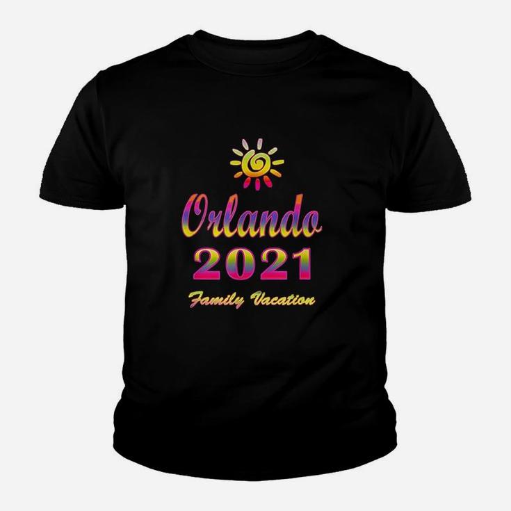 Orlando Fun Family Vacation 2021 Spiral Sun Rainbow Kid T-Shirt